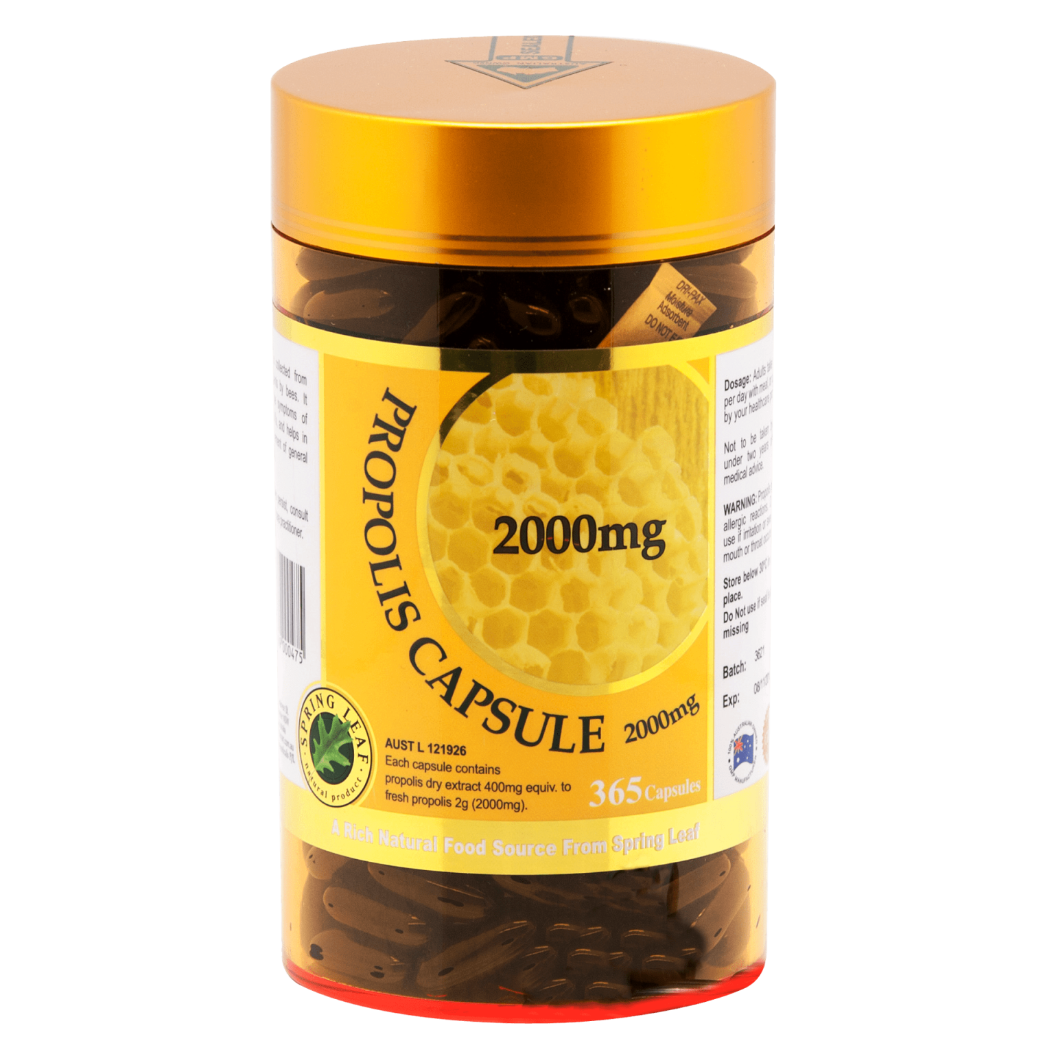 Propolis 2000 Mg Capsule Australia 365 Capsules Spring Leaf BeeVitamins